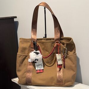 Woolrich Brown Tote with Sheep Bag Charm SOLD OUT Target Collab